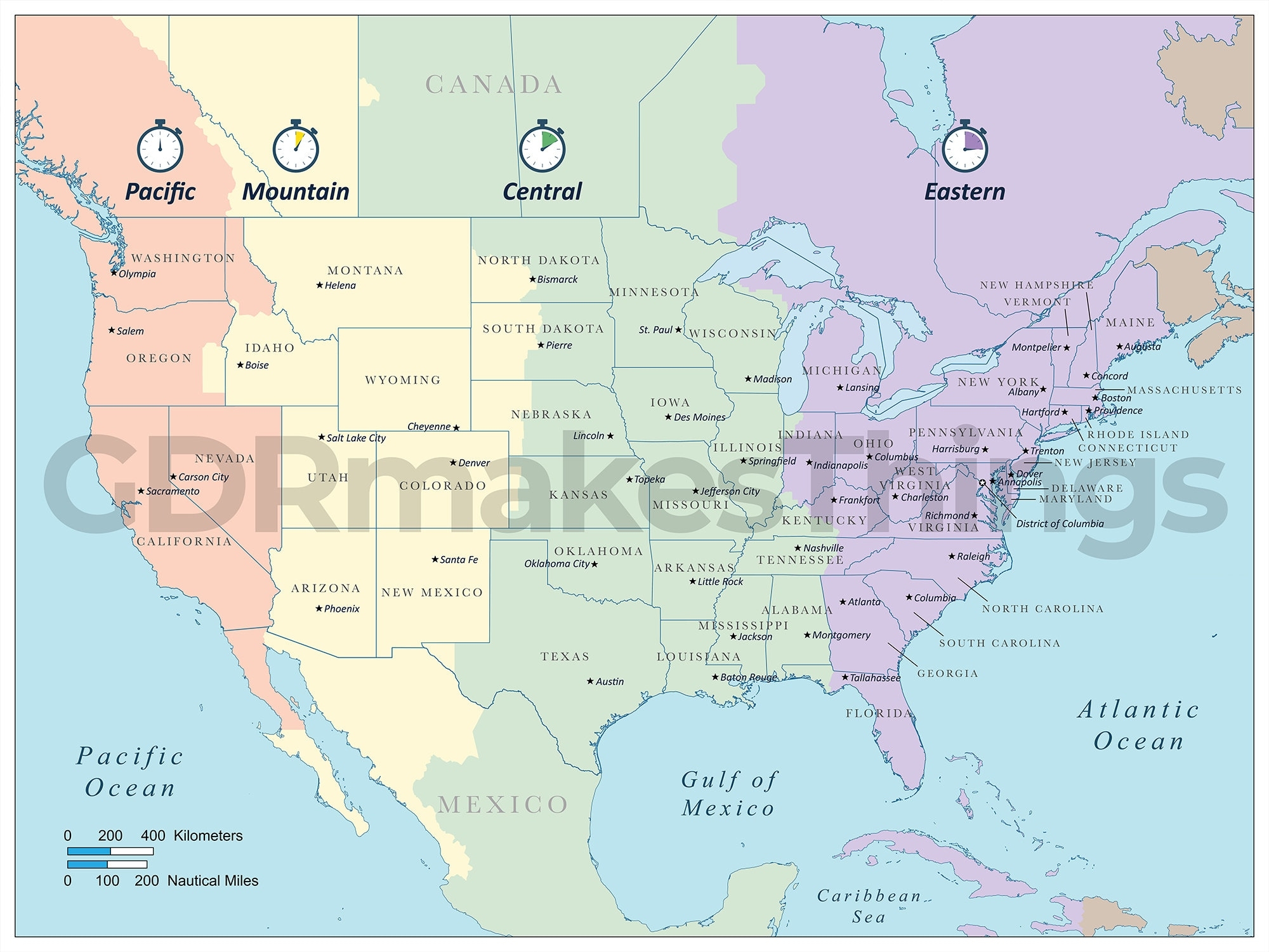 Printable Time Zone Map Of Usa