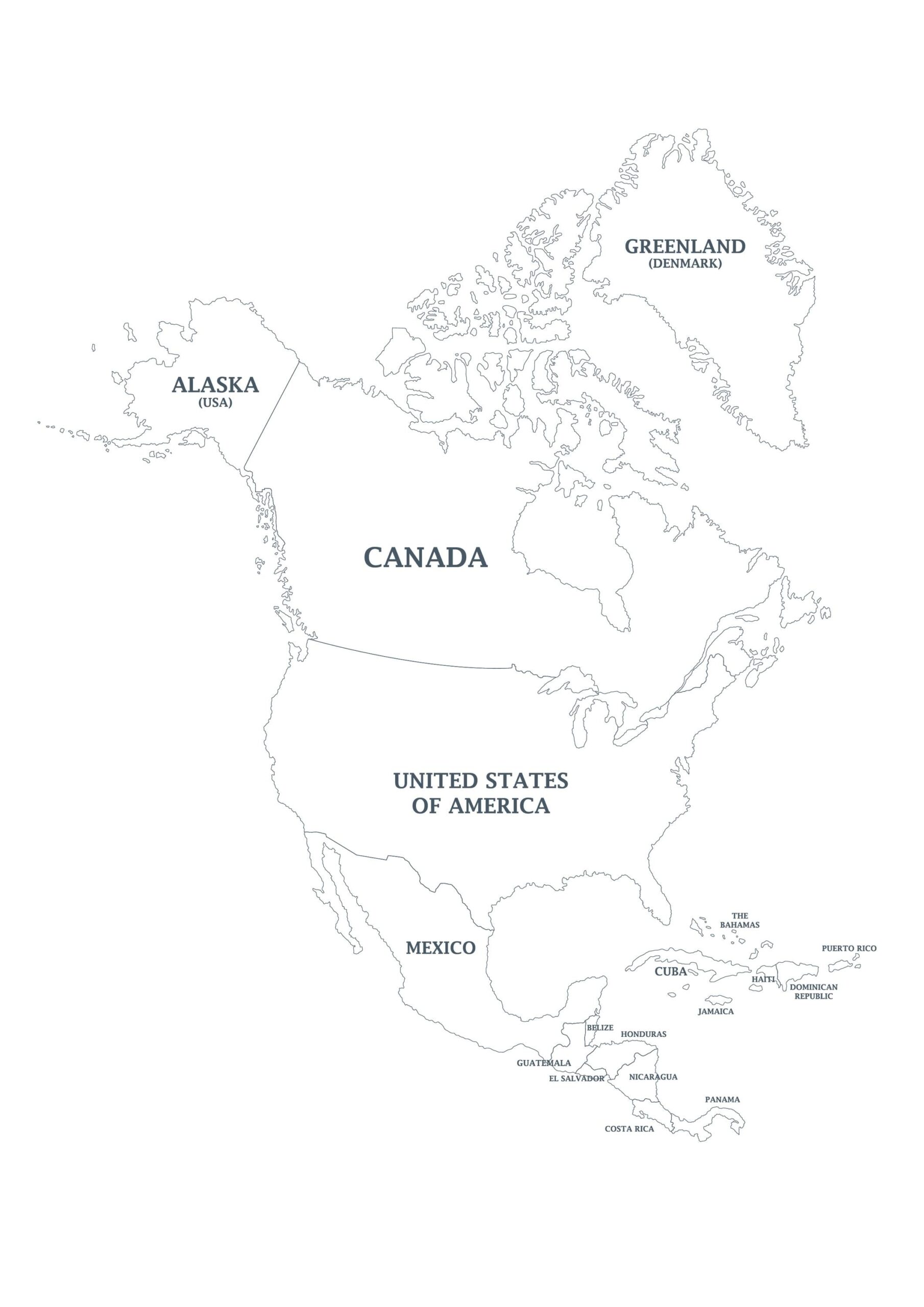Printable Map Of The North America