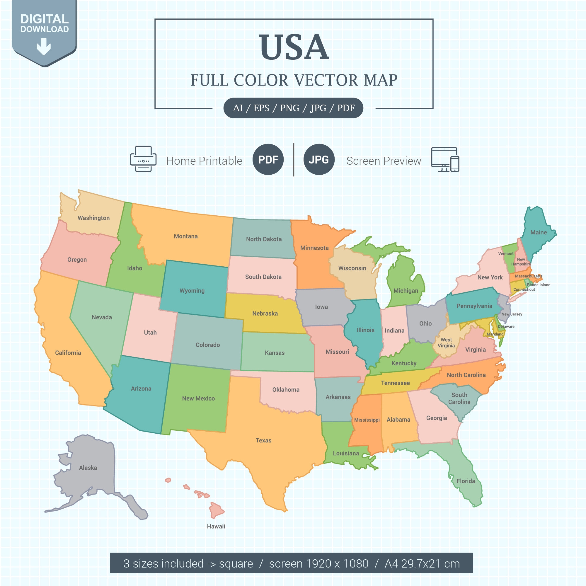 Large Printable Us Map Pdf
