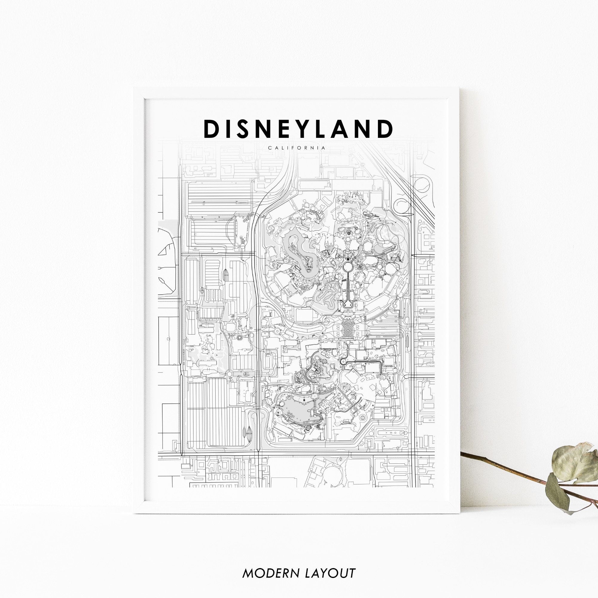 Disneyland California Map Print CA USA Map Art Poster Anaheim 