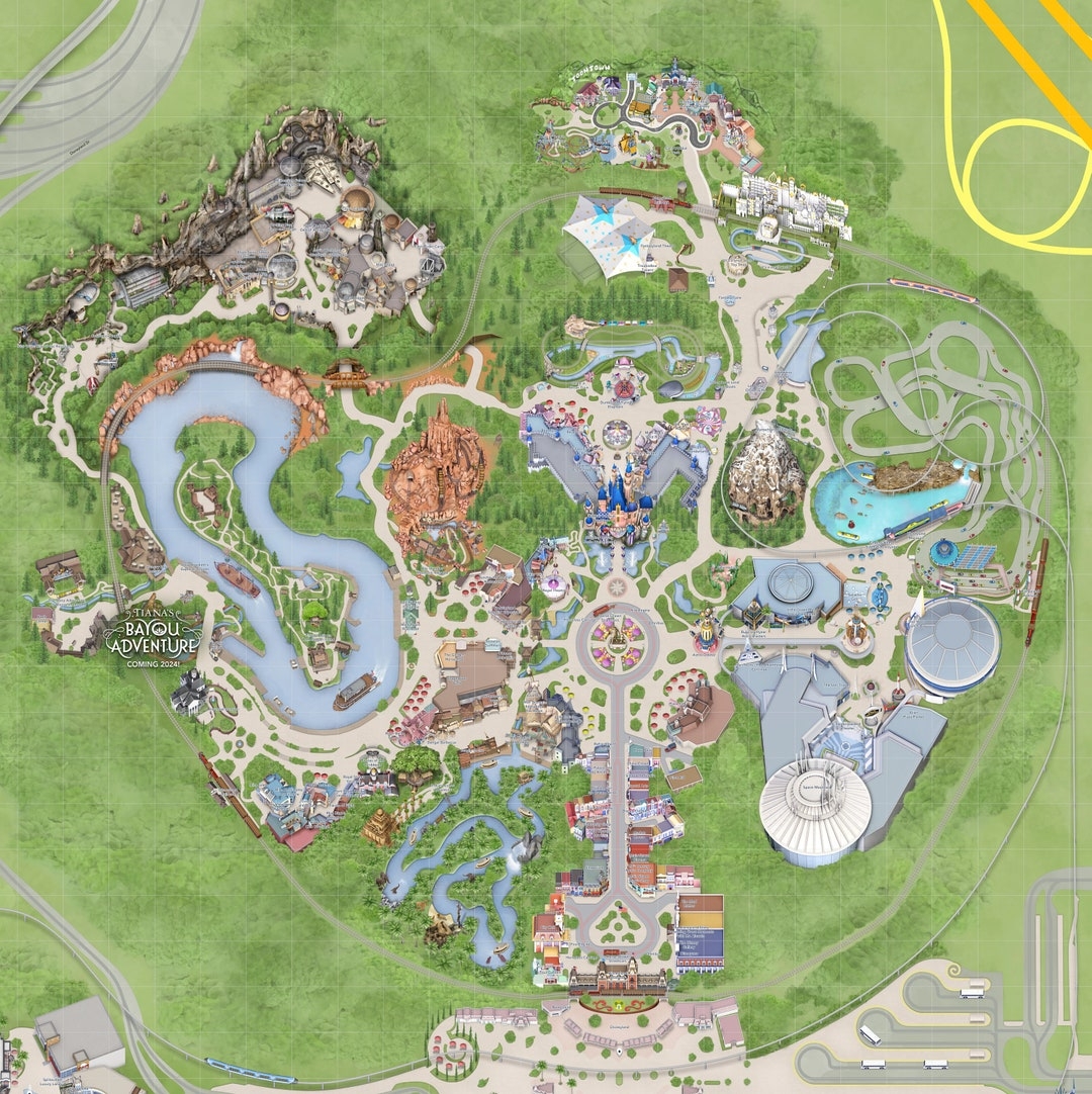DL C Disneyland Park Deluxe Map map And Lands Etsy