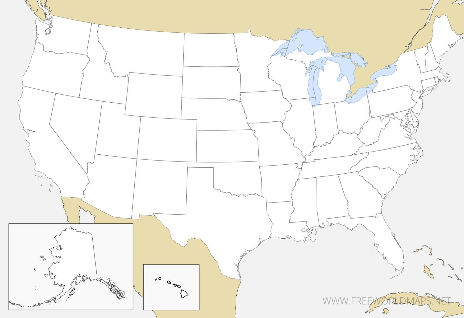 Blank Us State Map Printable
