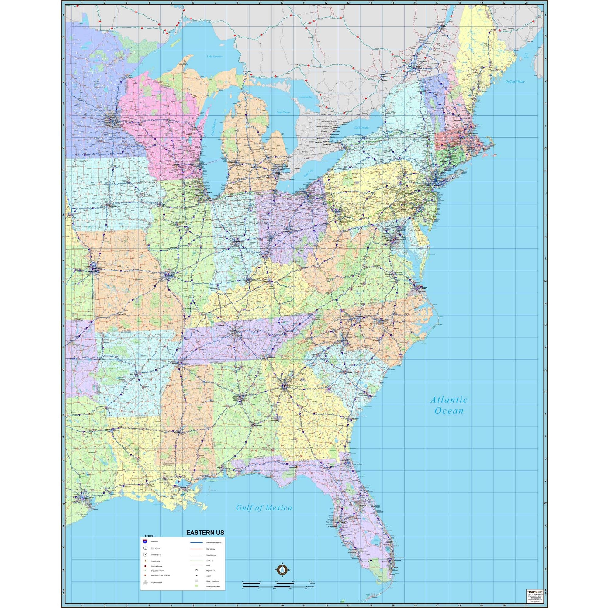 Eastern United States Regional Wall Map By MapShop