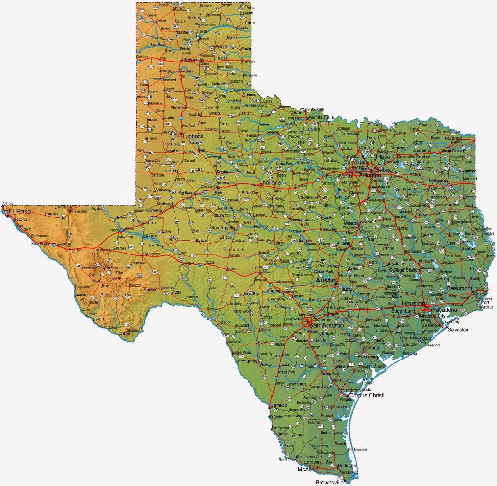 Texas City Map Printable