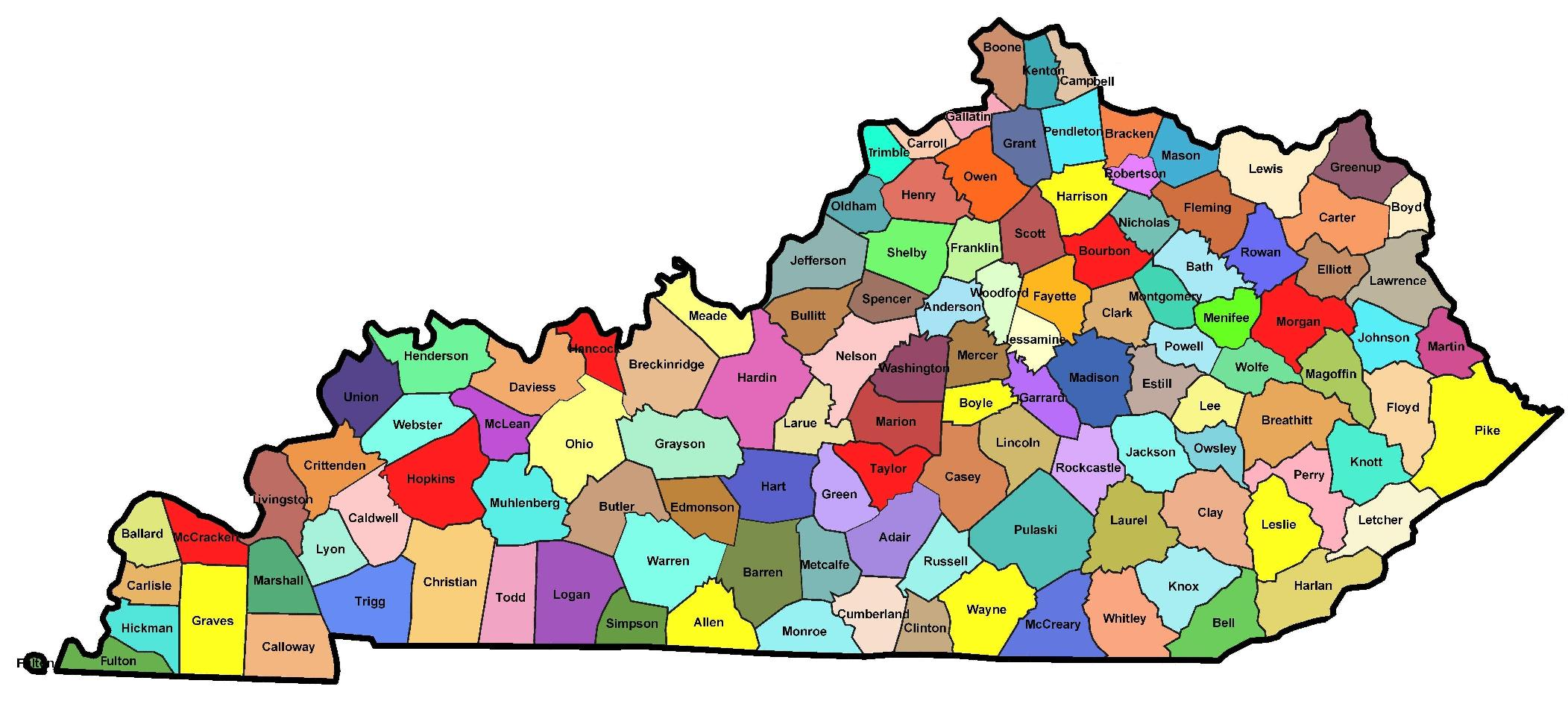 Kentucky County Map Printable