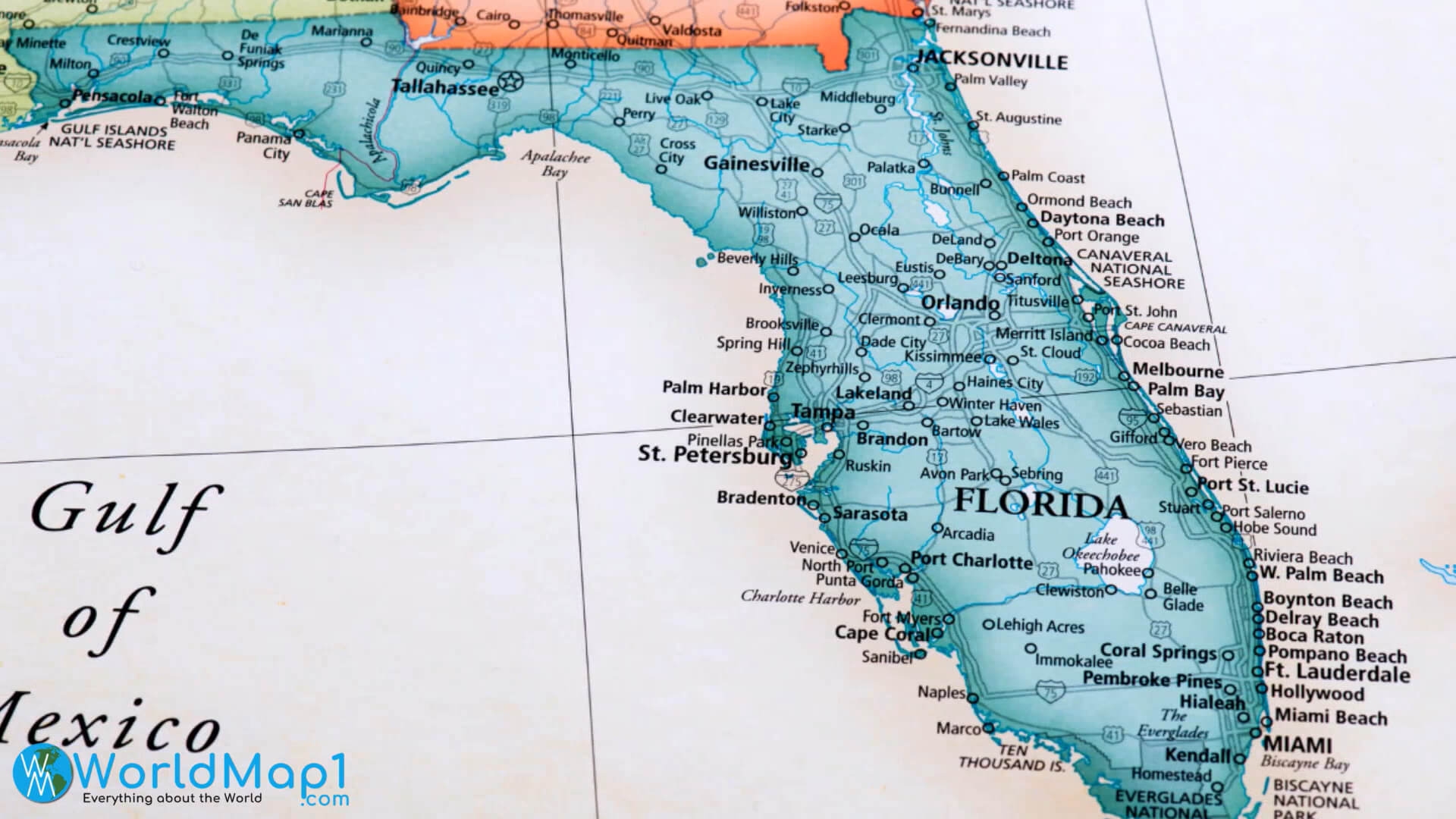 Map Of Florida Cities Printable