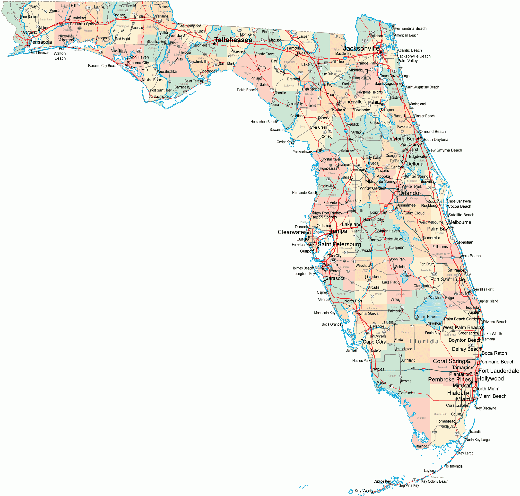 Florida Road Map FL Road Map Florida Highway Map