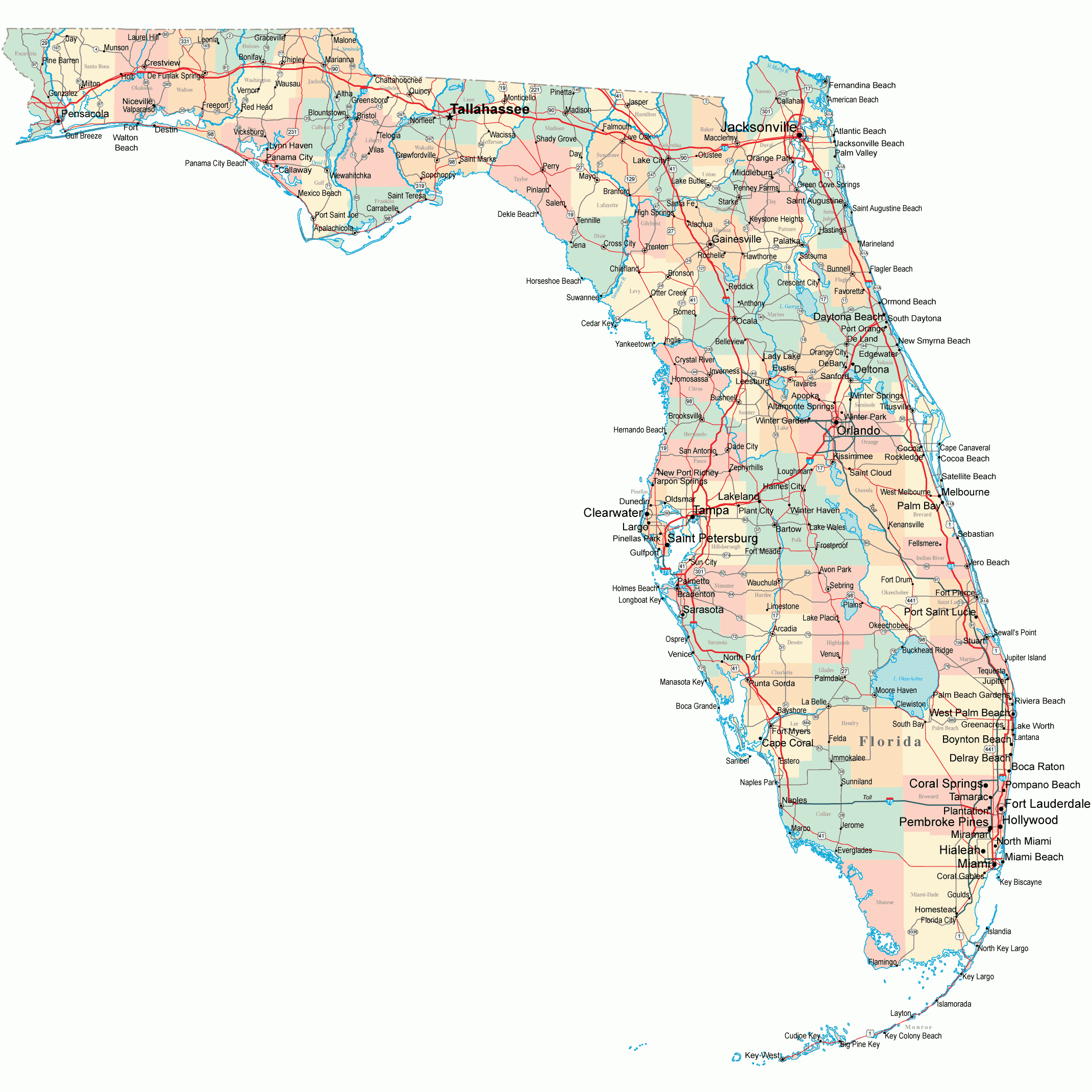 Florida Road Map FL Road Map Florida Highway Map