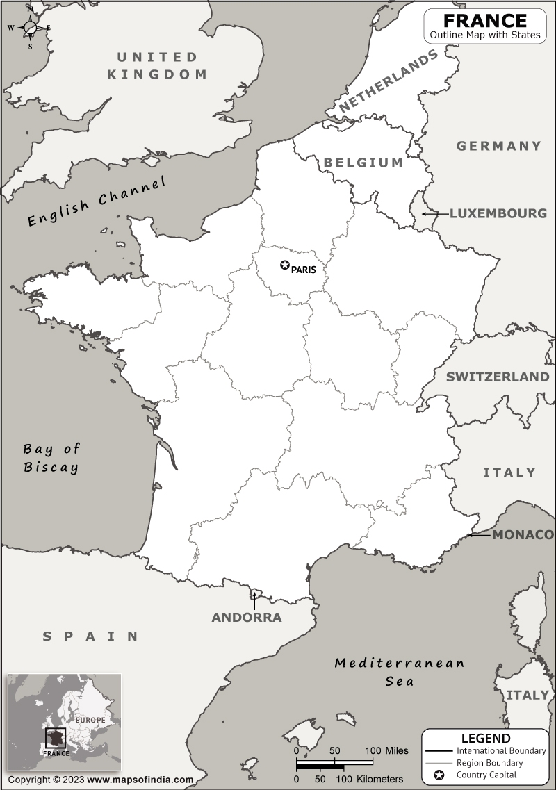 France Printable Map