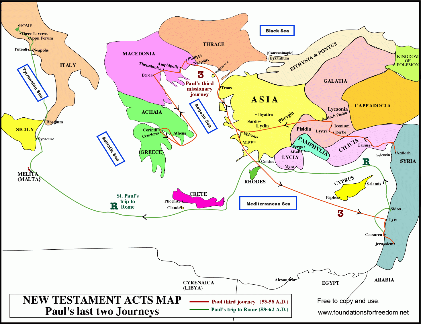 Free Acts Map Paul s Third U0026 Rome Missionary Journeys With Blank Map