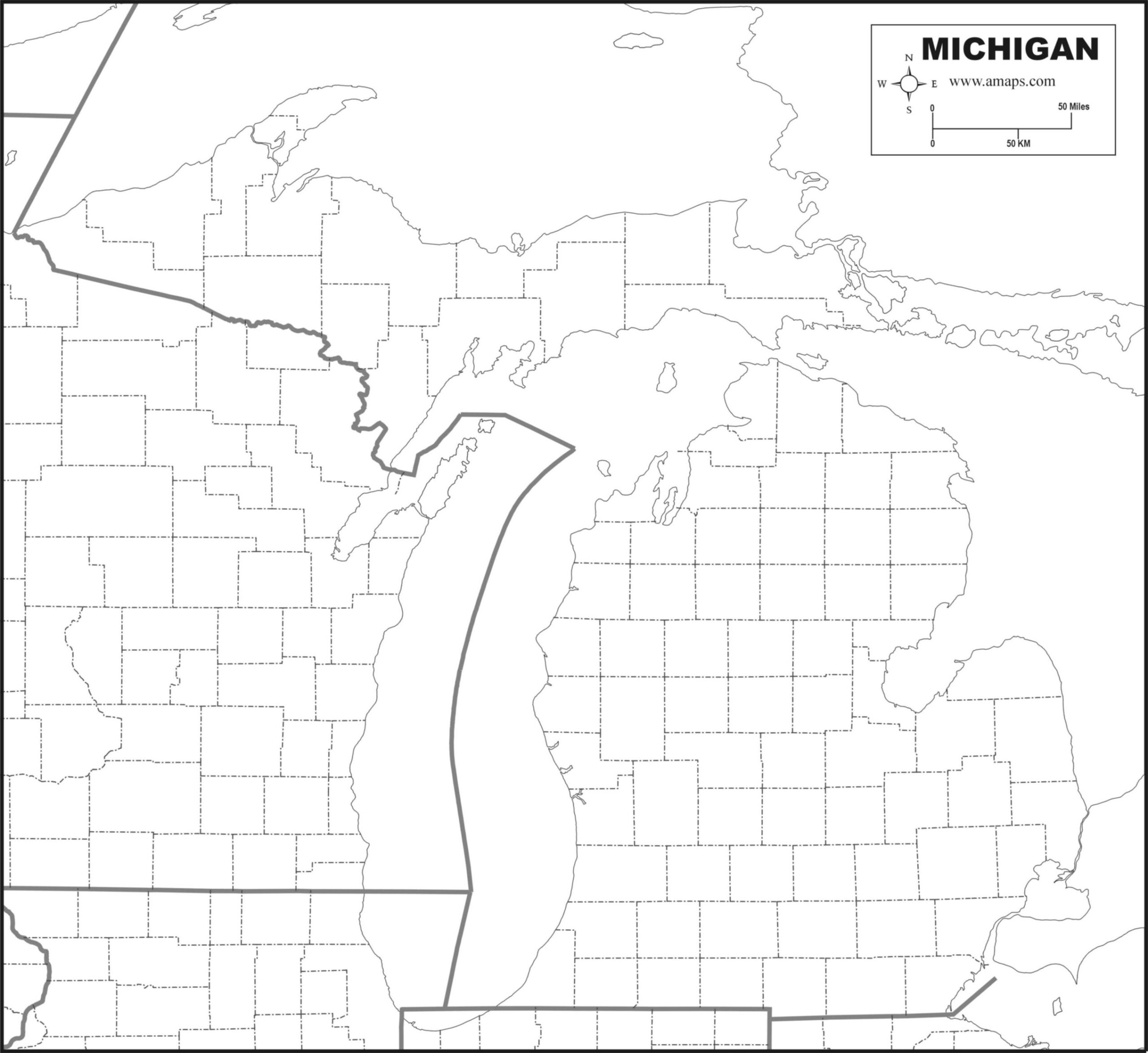 Printable Map Michigan