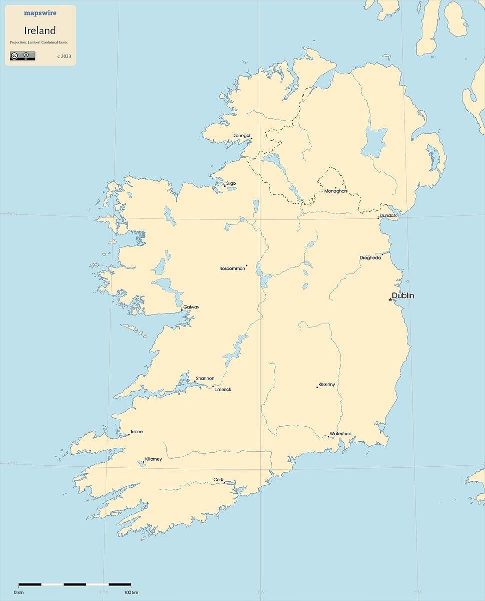 Ireland Printable Map