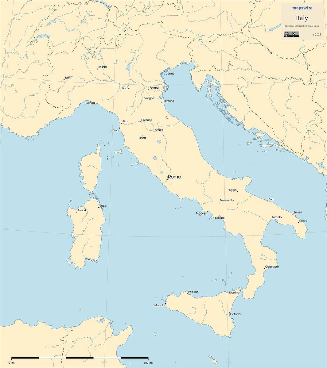 Printable Map Of Italy Free