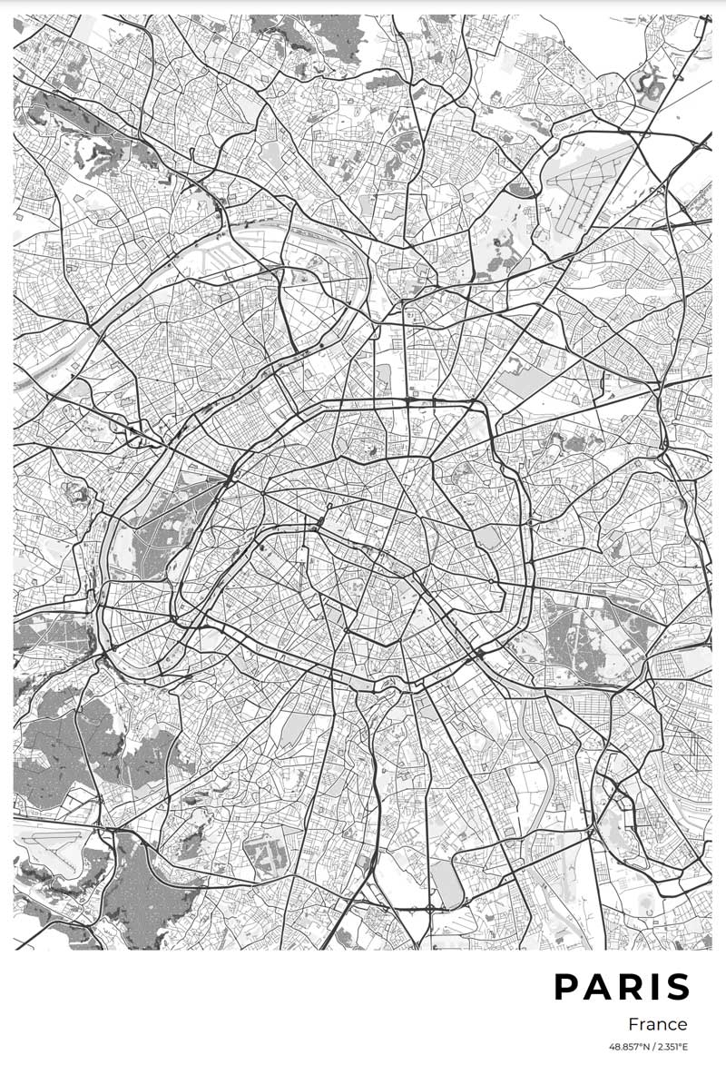 Free Paris Street Map Poster Craft U0026 Oak