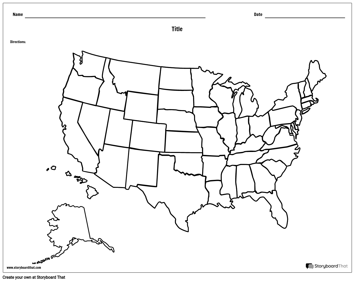 Free Printable Blank US Map Worksheets Library