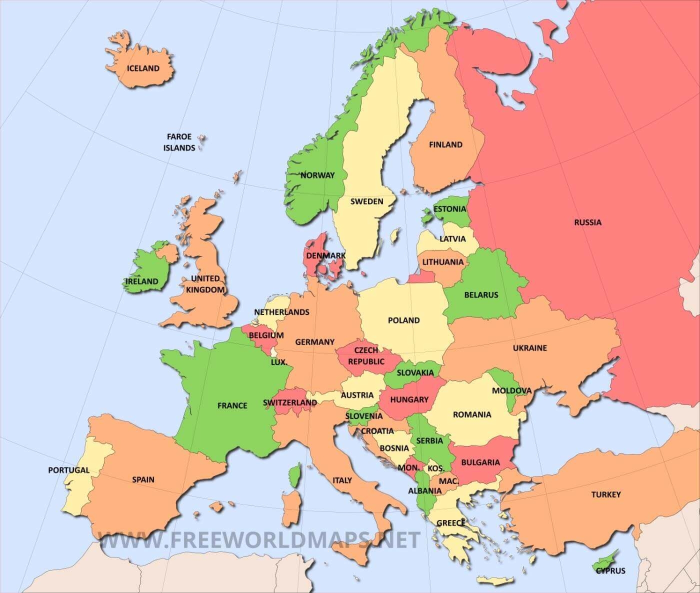 Free Printable Map Blank Europe