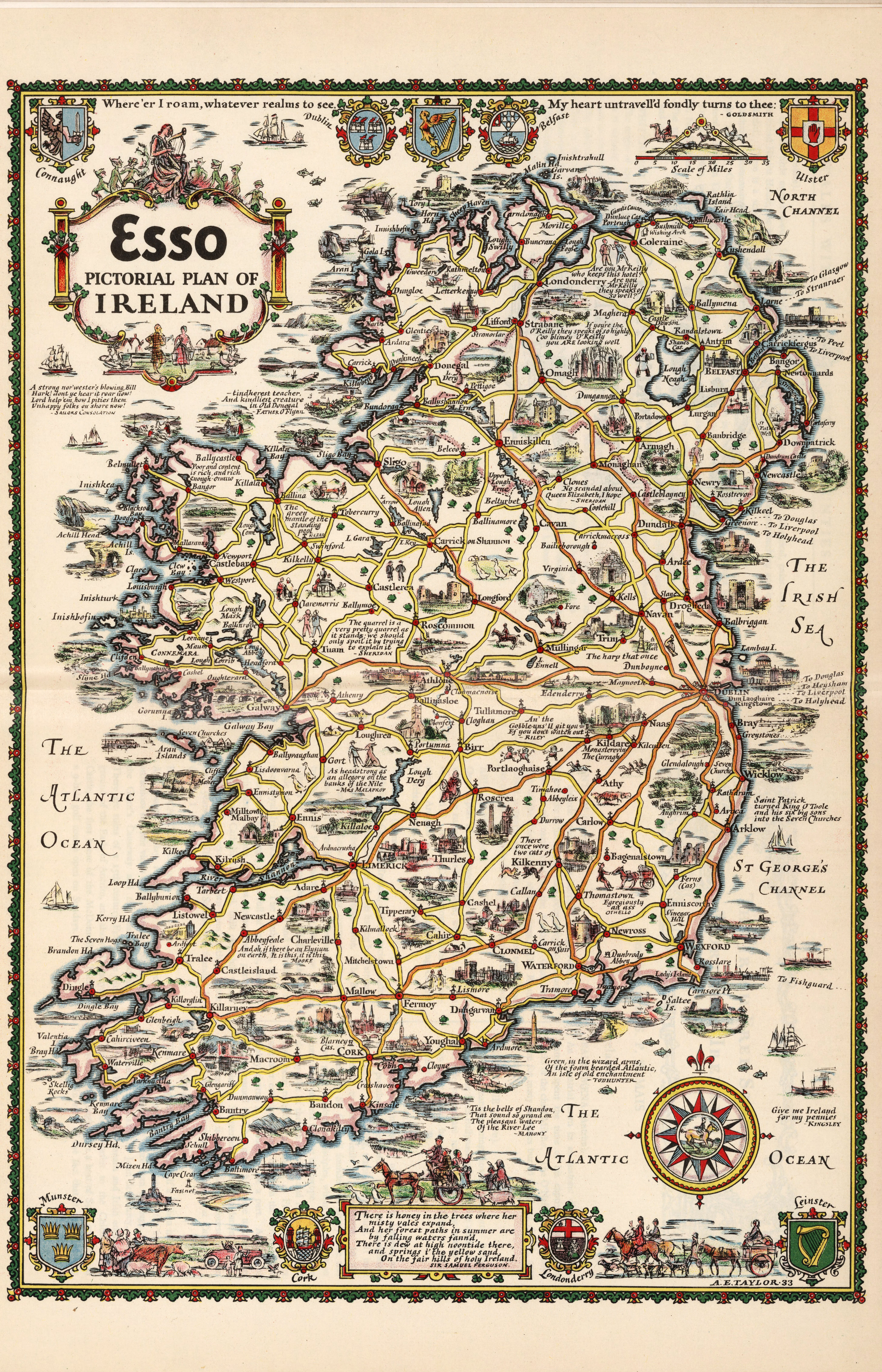 Free Vintage Maps Of Ireland To Print Picture Box Blue