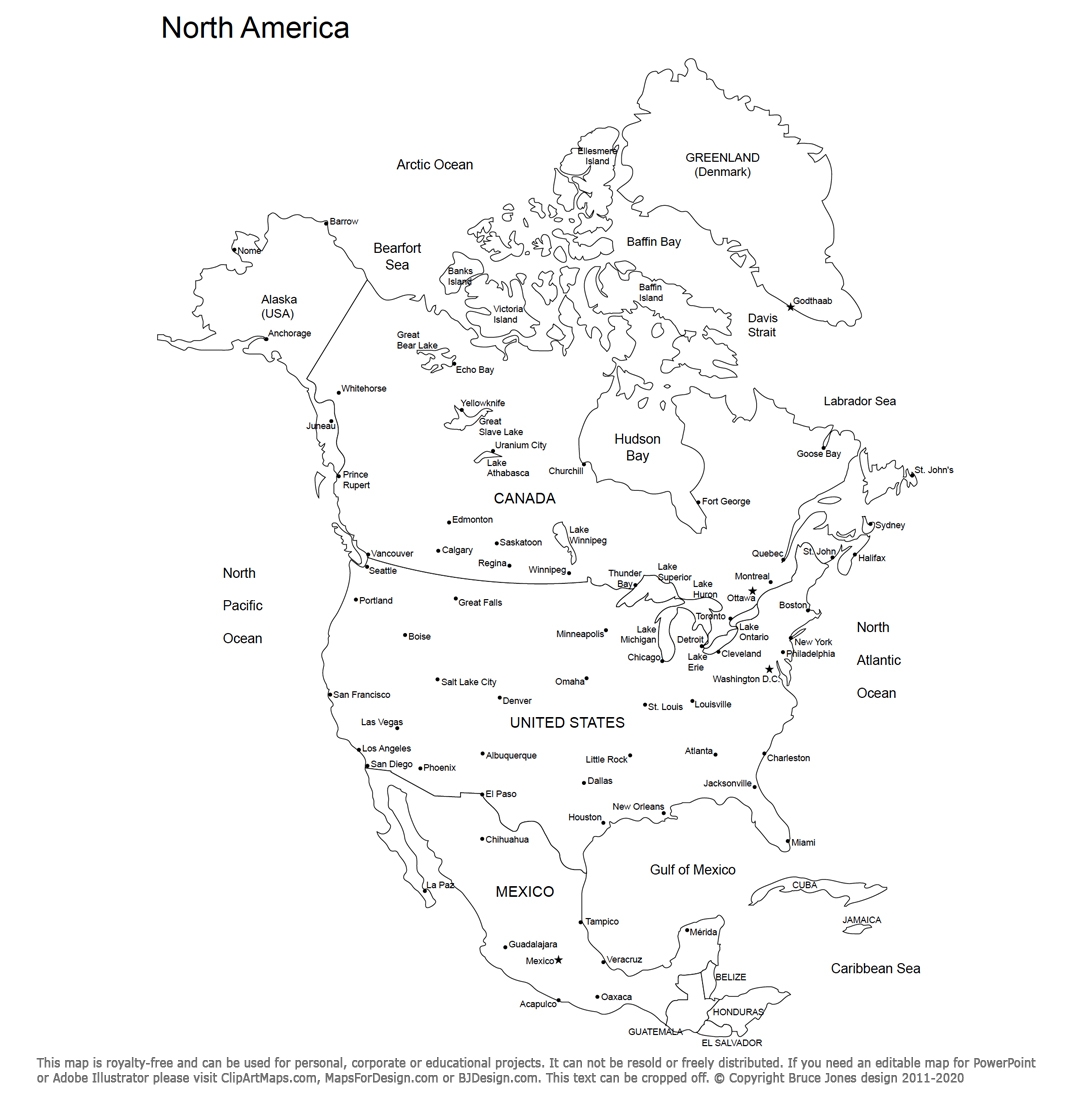 Free Printable North America Map