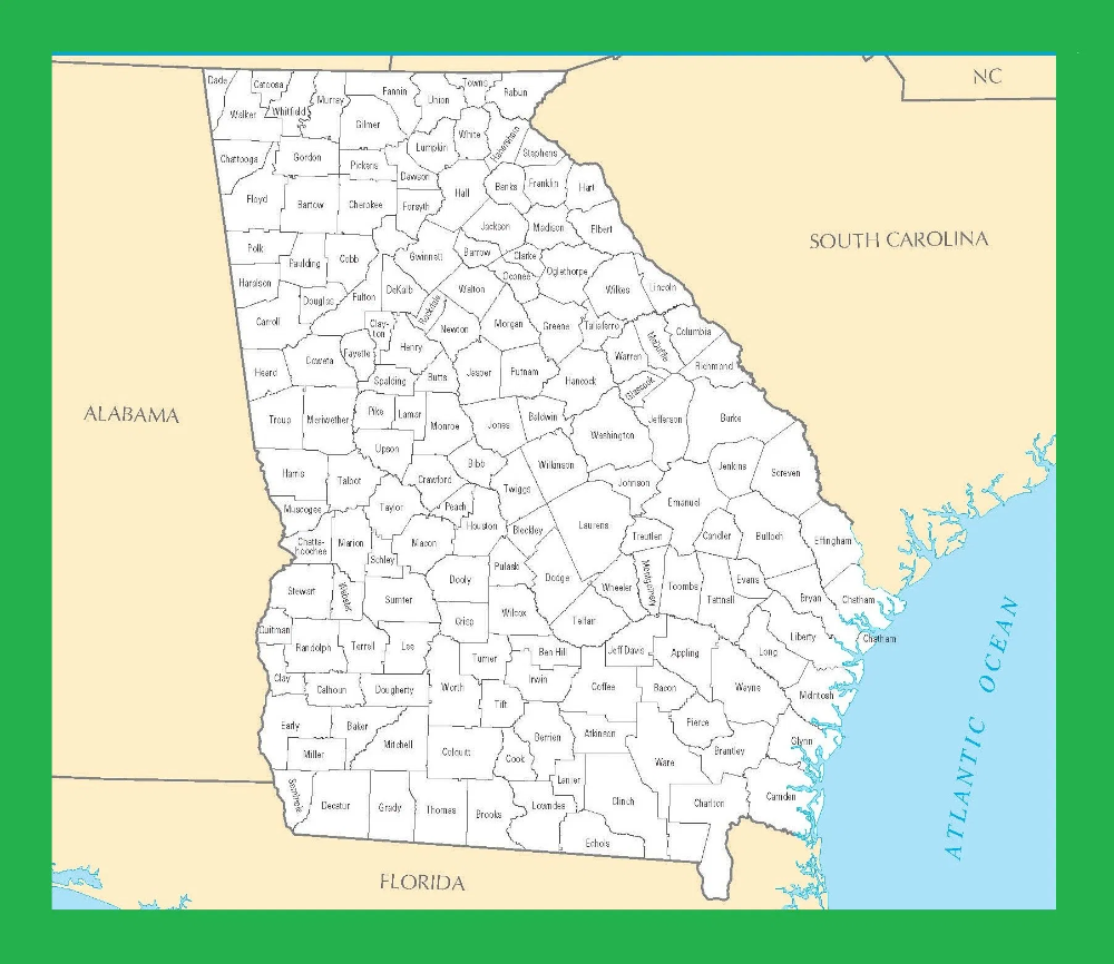 Georgia County Map Large Printable And Standard Map WhatsAnswer Worksheets Library