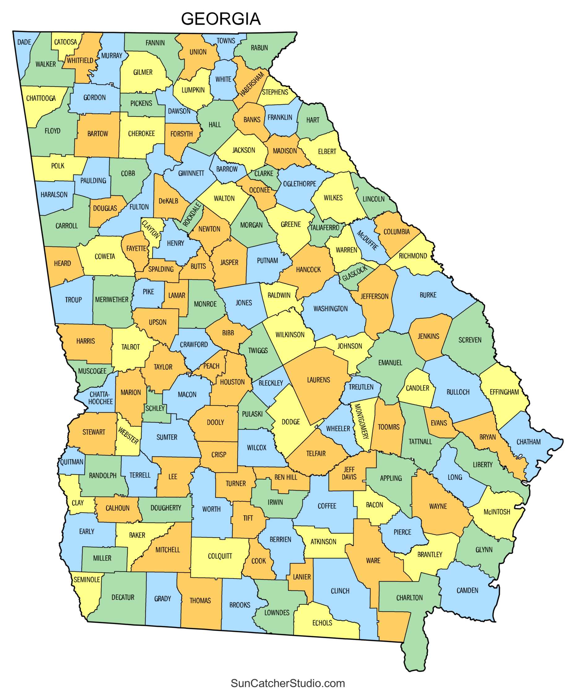 Georgia County Map Printable State Map With County Lines Free Printables Monograms Design Tools Patterns U0026 DIY Projects