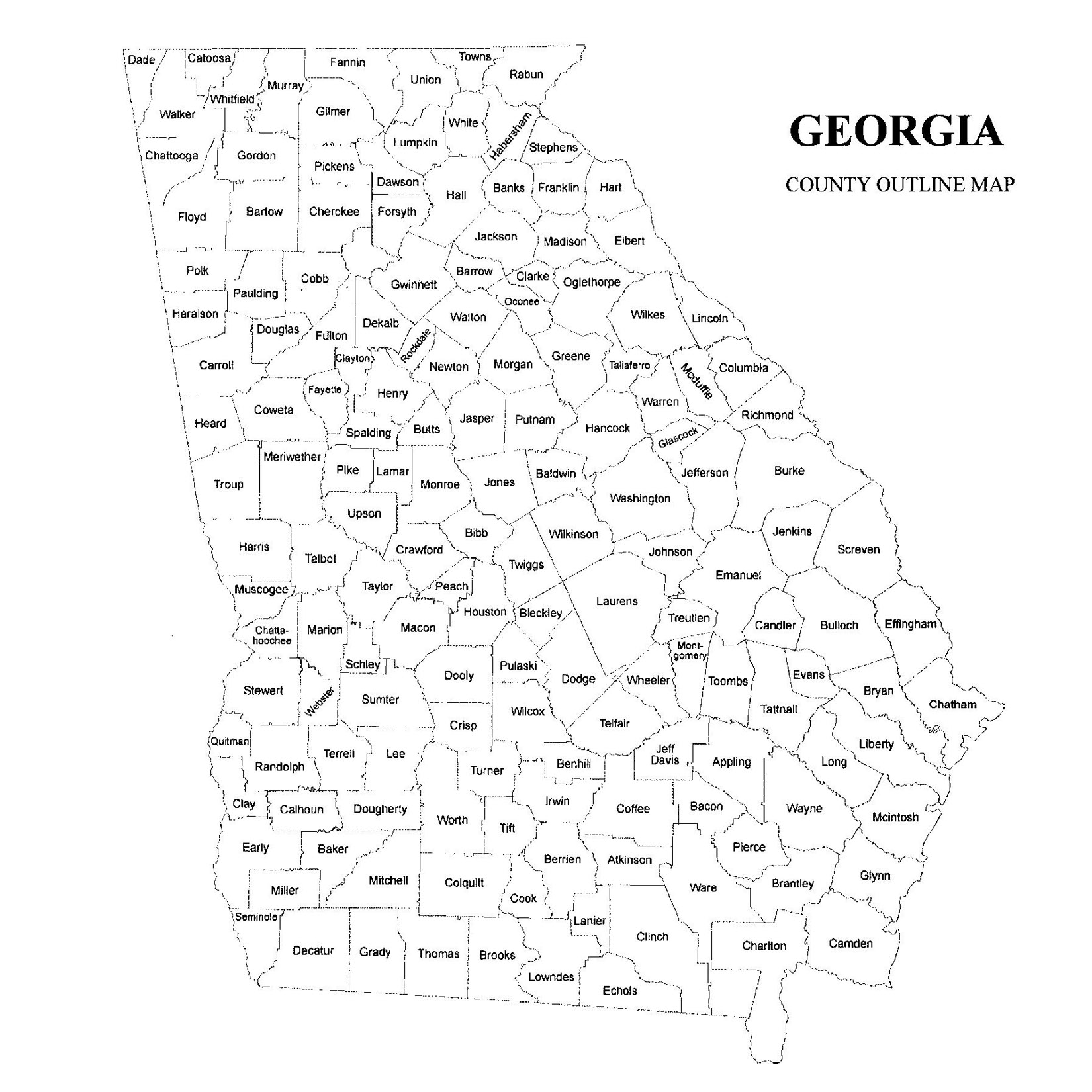 Printable Map Of Georgia Usa