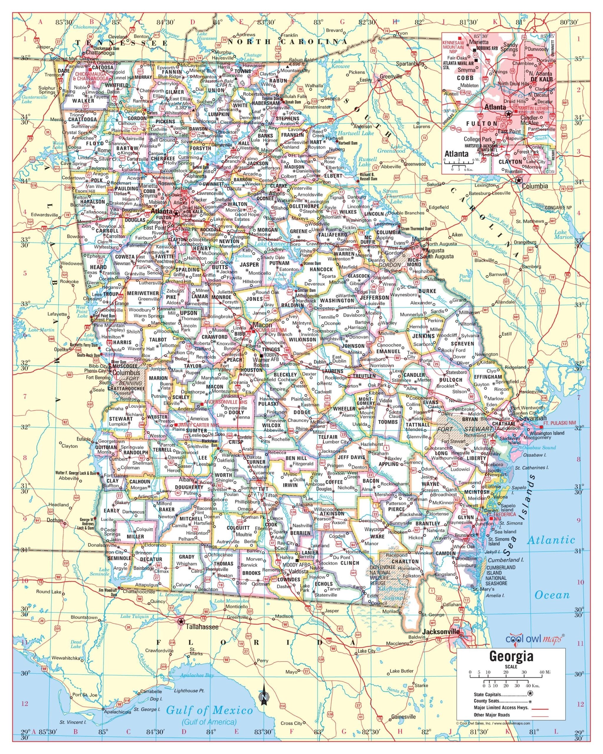 Georgia State Map Printable