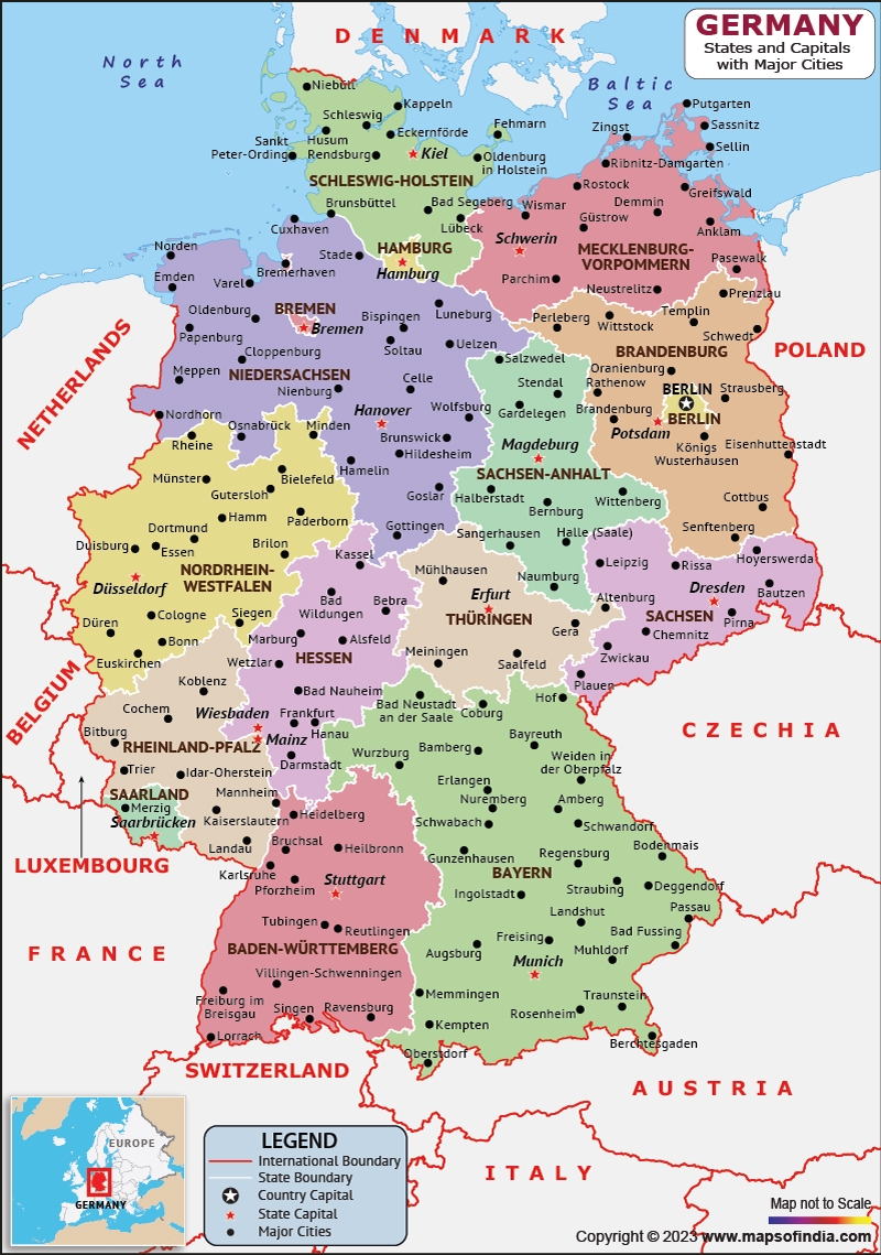 Printable Map Of Germany With Cities