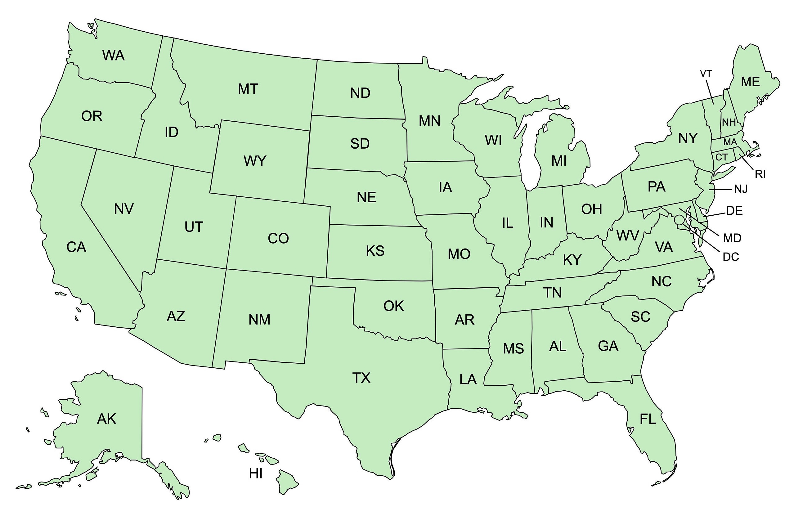 Green Map Of East Coast USA Map Of The United States Printable Colored Usa Map Wall Art With States Usa Map Cute Etsy Ireland