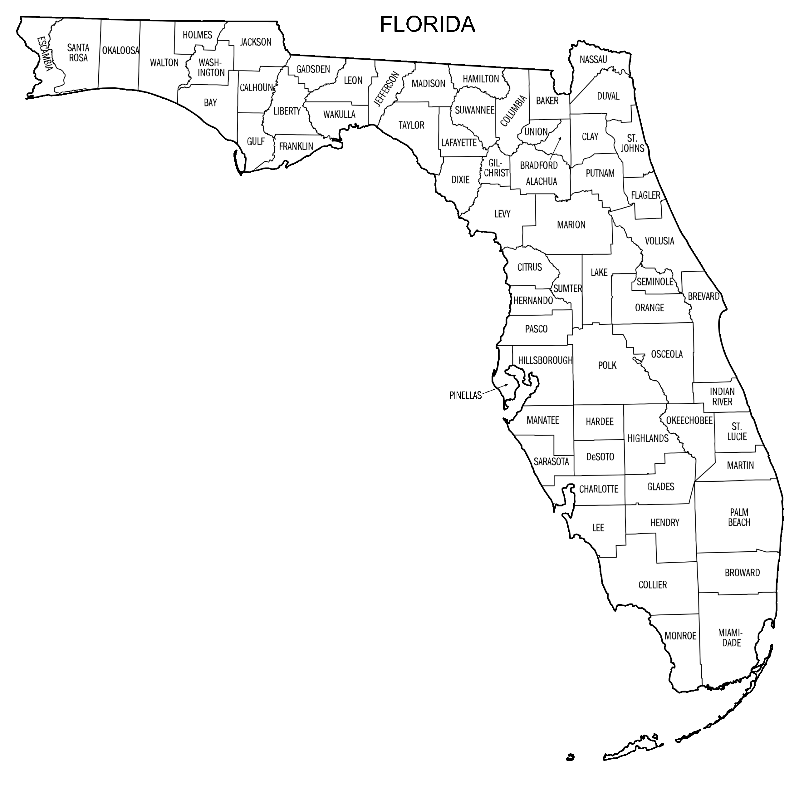 Printable Fl County Map