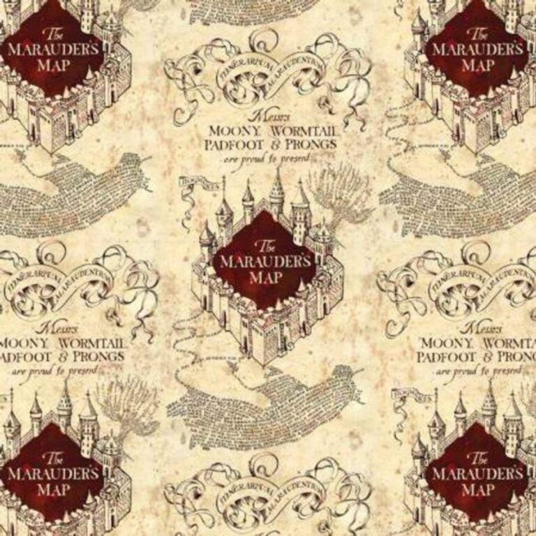 Harry Potter Marauders Map 100 Cotton Print Fabric Cream