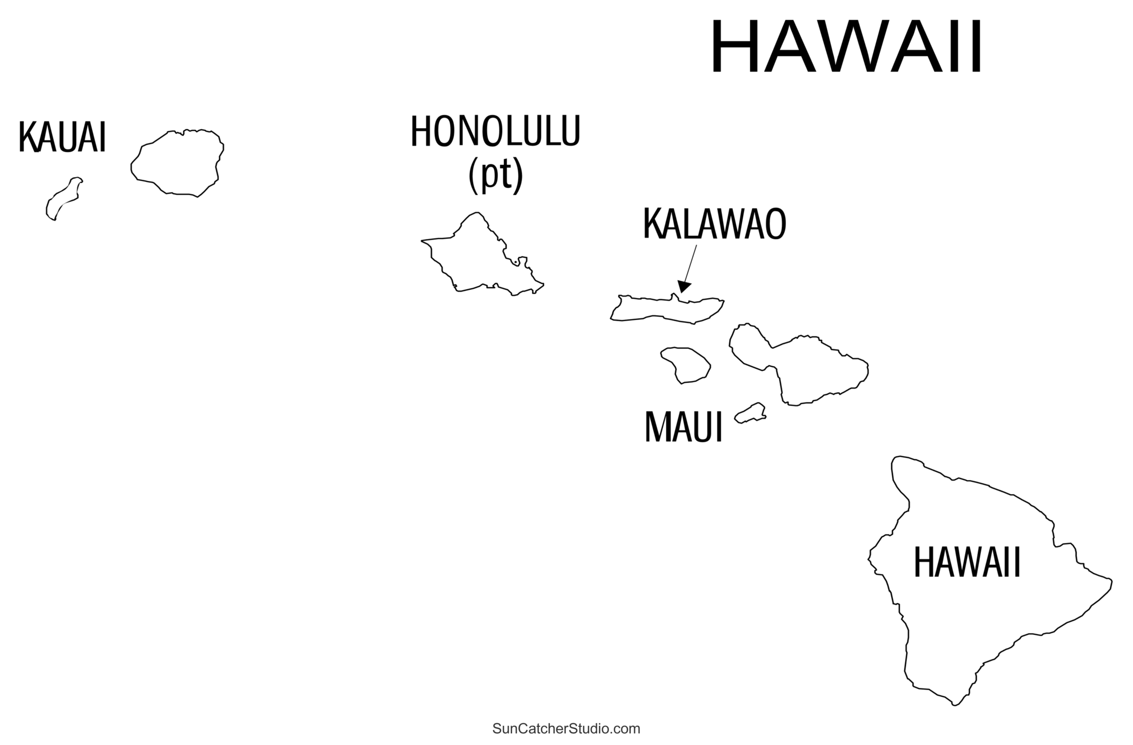 Hawaii County Map Printable State Map With County Lines Free 