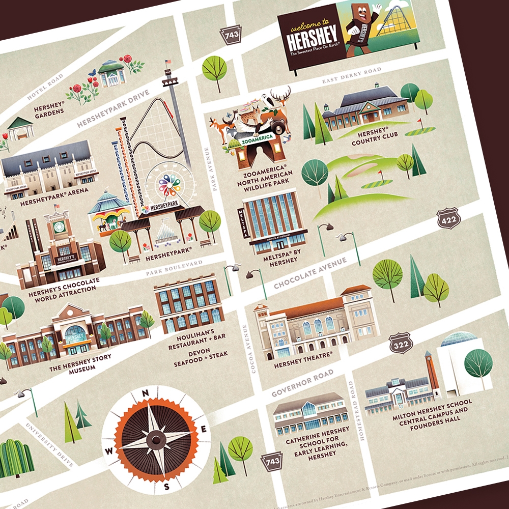 Hershey Destinations Illustrated Map Behance