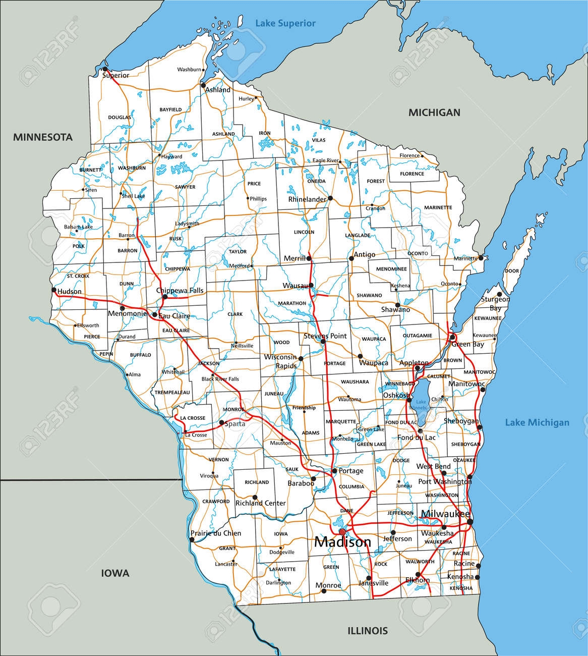 Printable Wisconsin Map