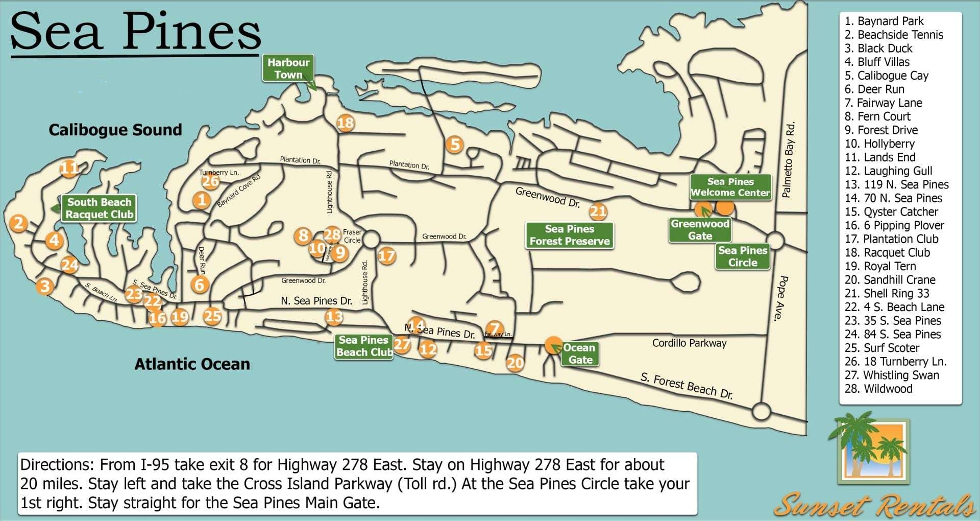 Hilton Head Maps Sunset Rentals