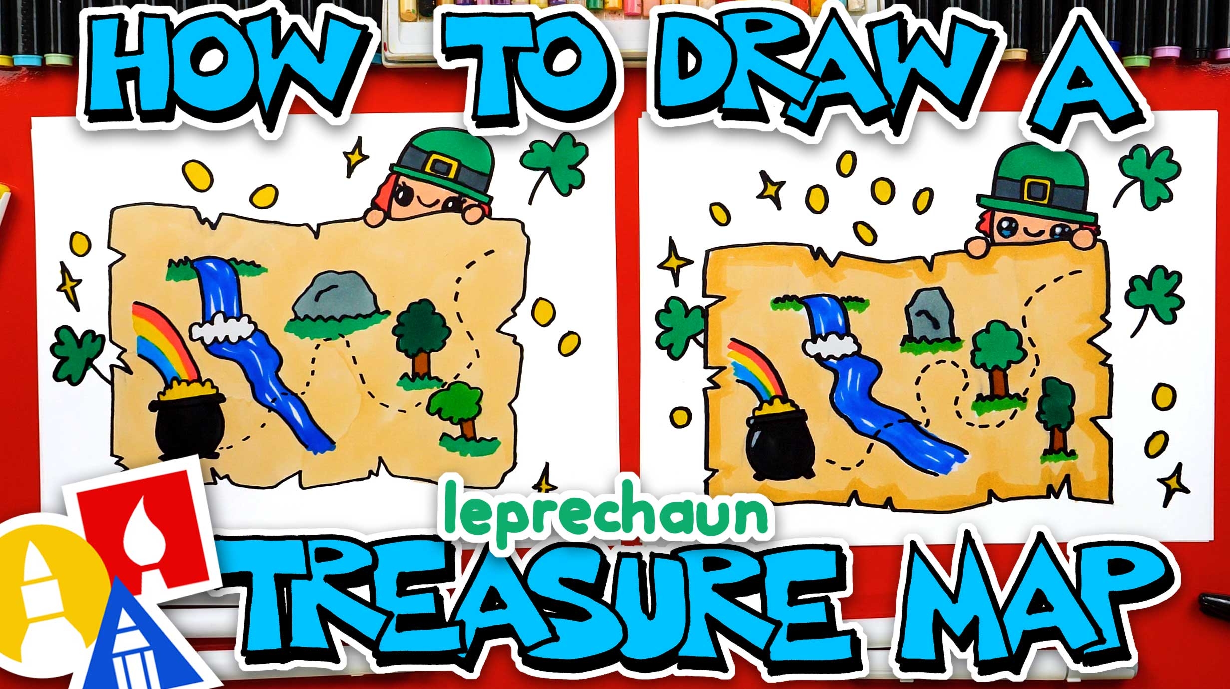 How To Draw A Leprechaun Treasure Map Art For Kids Hub 