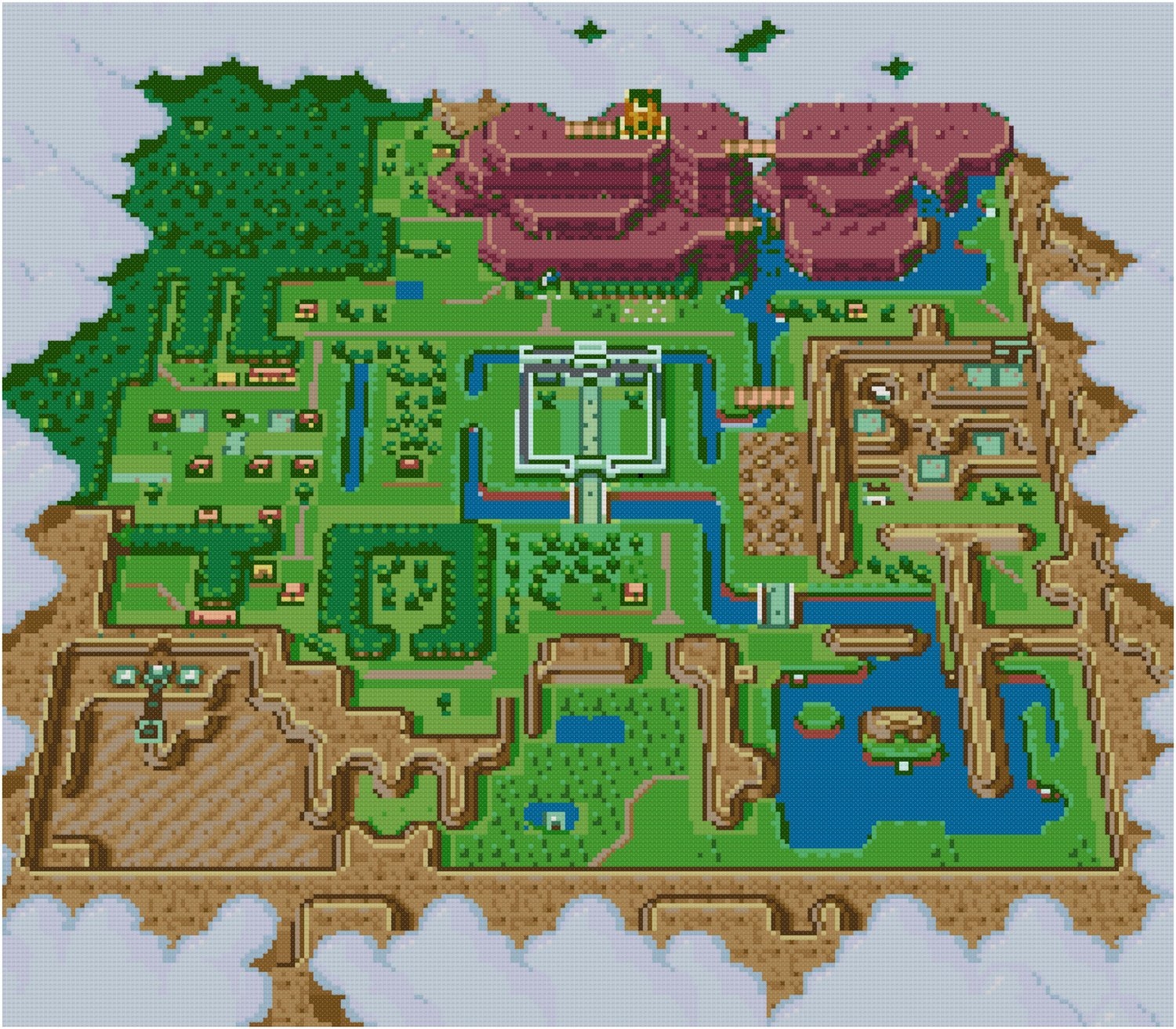 Hyrule Light World Map Cross Stitch Pattern