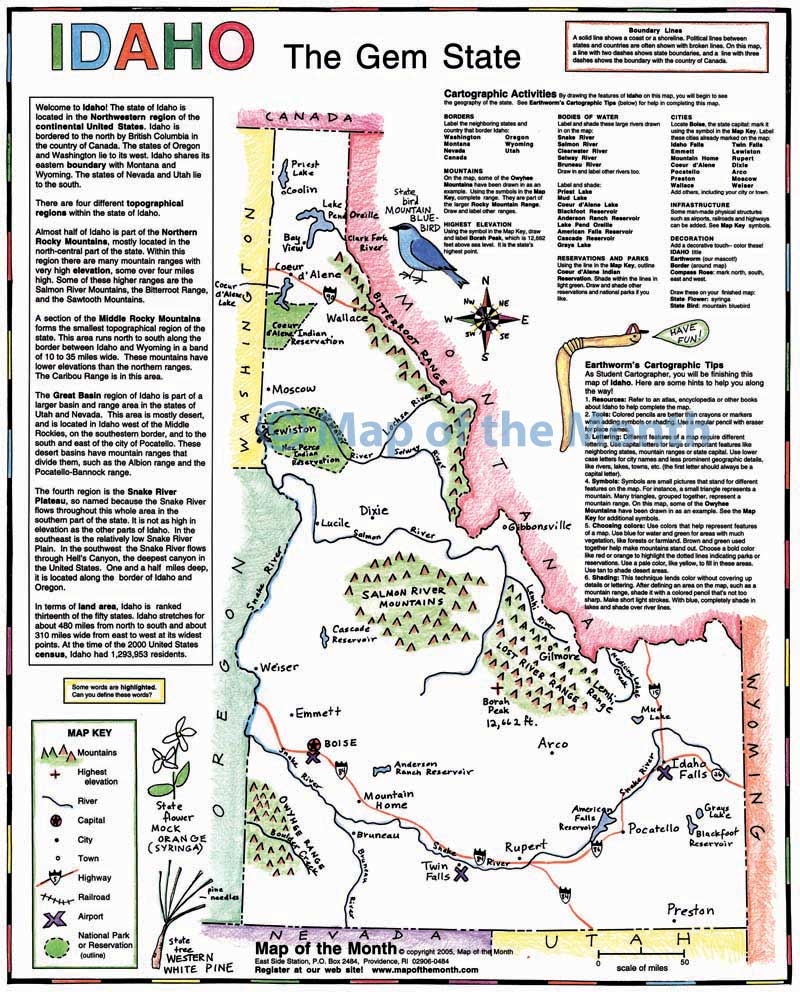 Printable Map Of Idaho