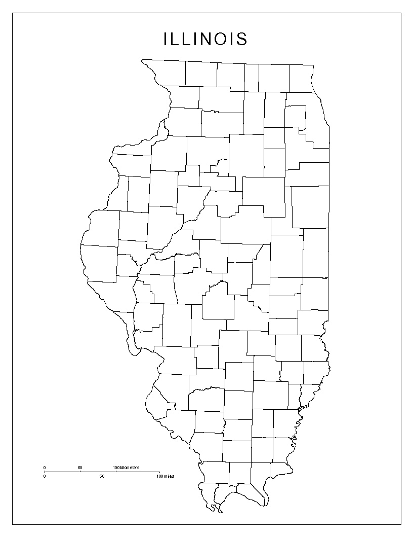 Illinois Blank Map Worksheets Library