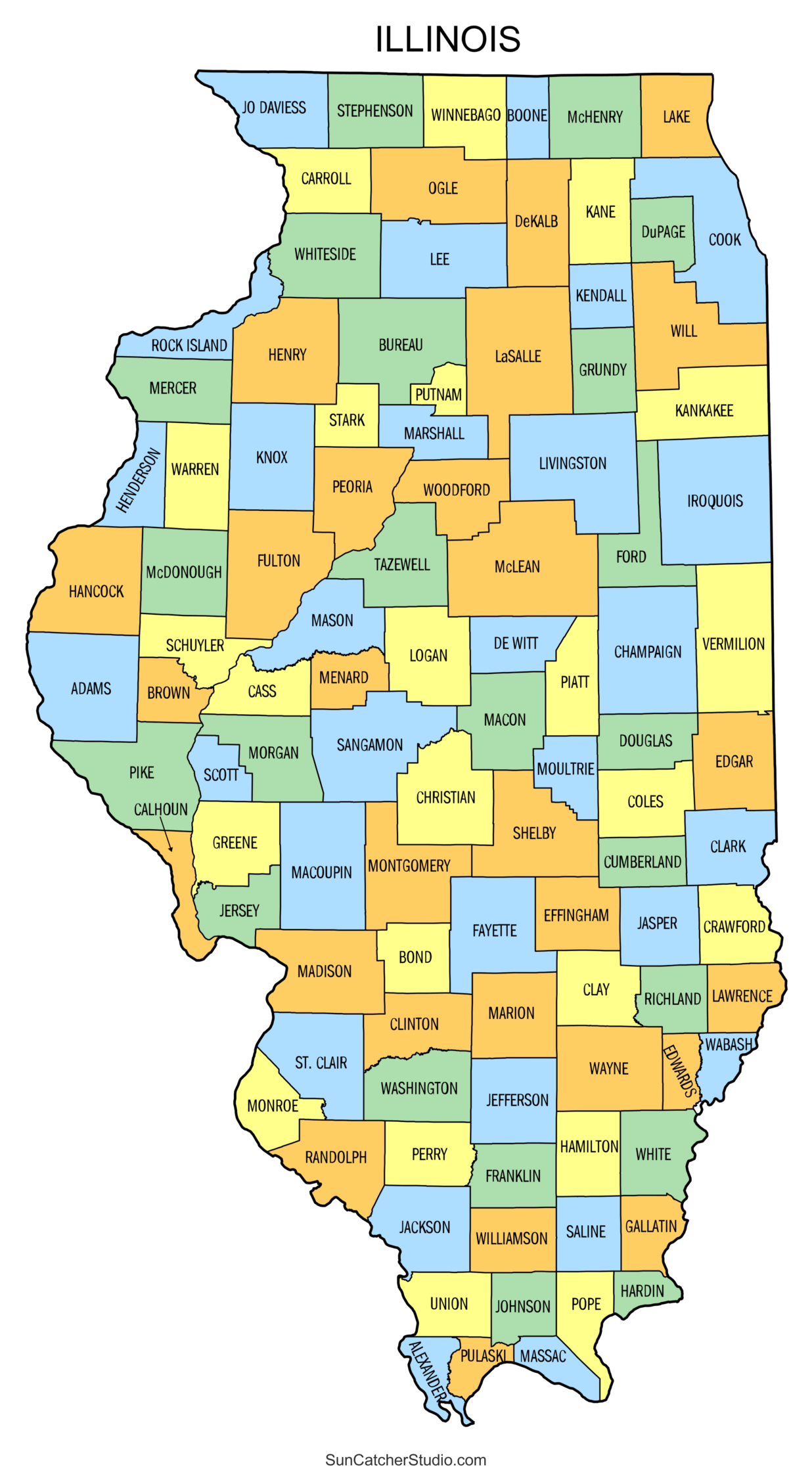 Illinois County Map Printable State Map With County Lines Free Printables Monograms Design Tools Patterns U0026 DIY Projects