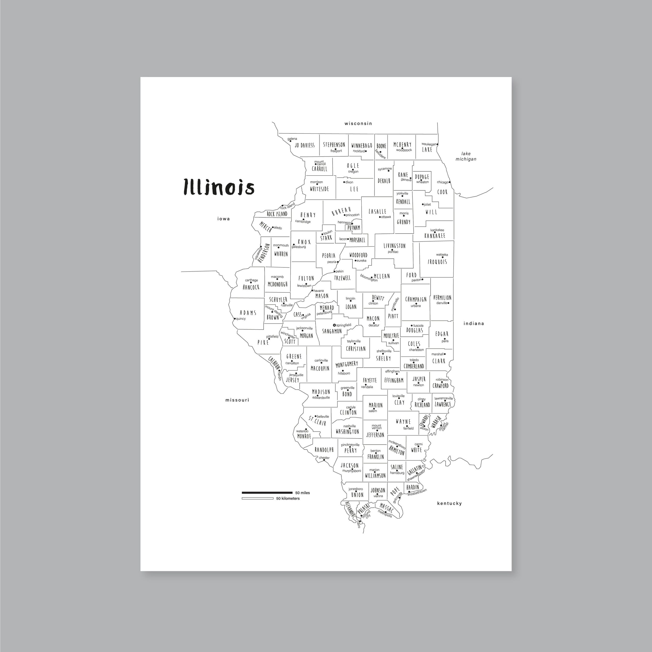 Printable Illinois County Map