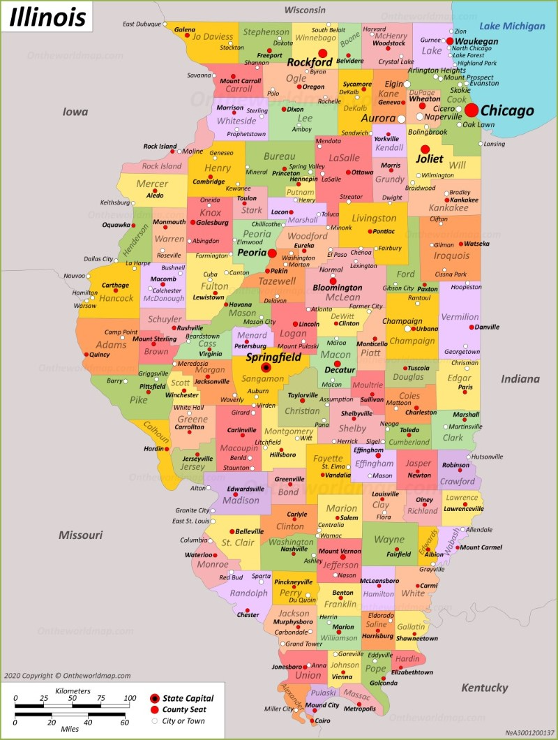 Illinois State Map USA Maps Of Illinois IL Worksheets Library