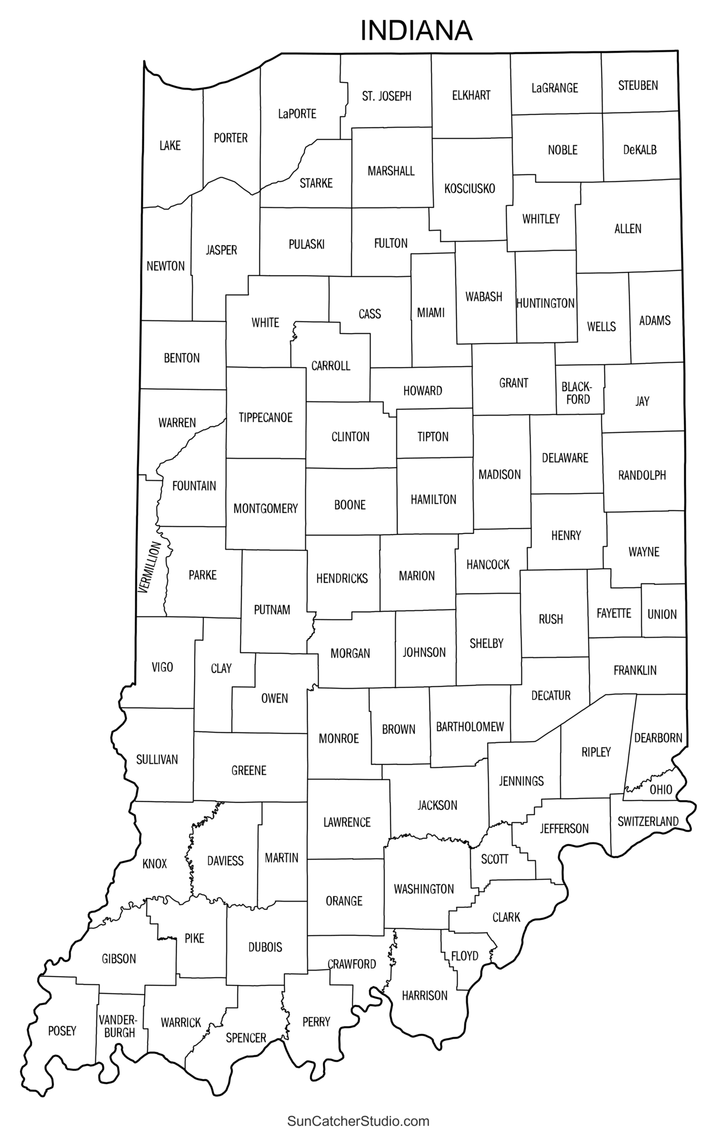 Indiana County Map Printable State Map With County Lines Free Printables Monograms Design Tools Patterns U0026 DIY Projects