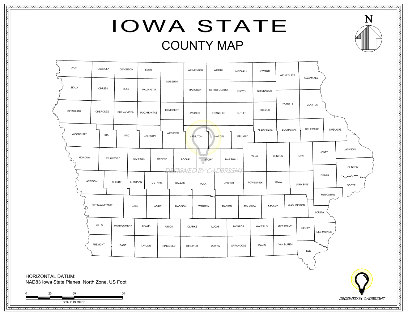 Printable Iowa County Map