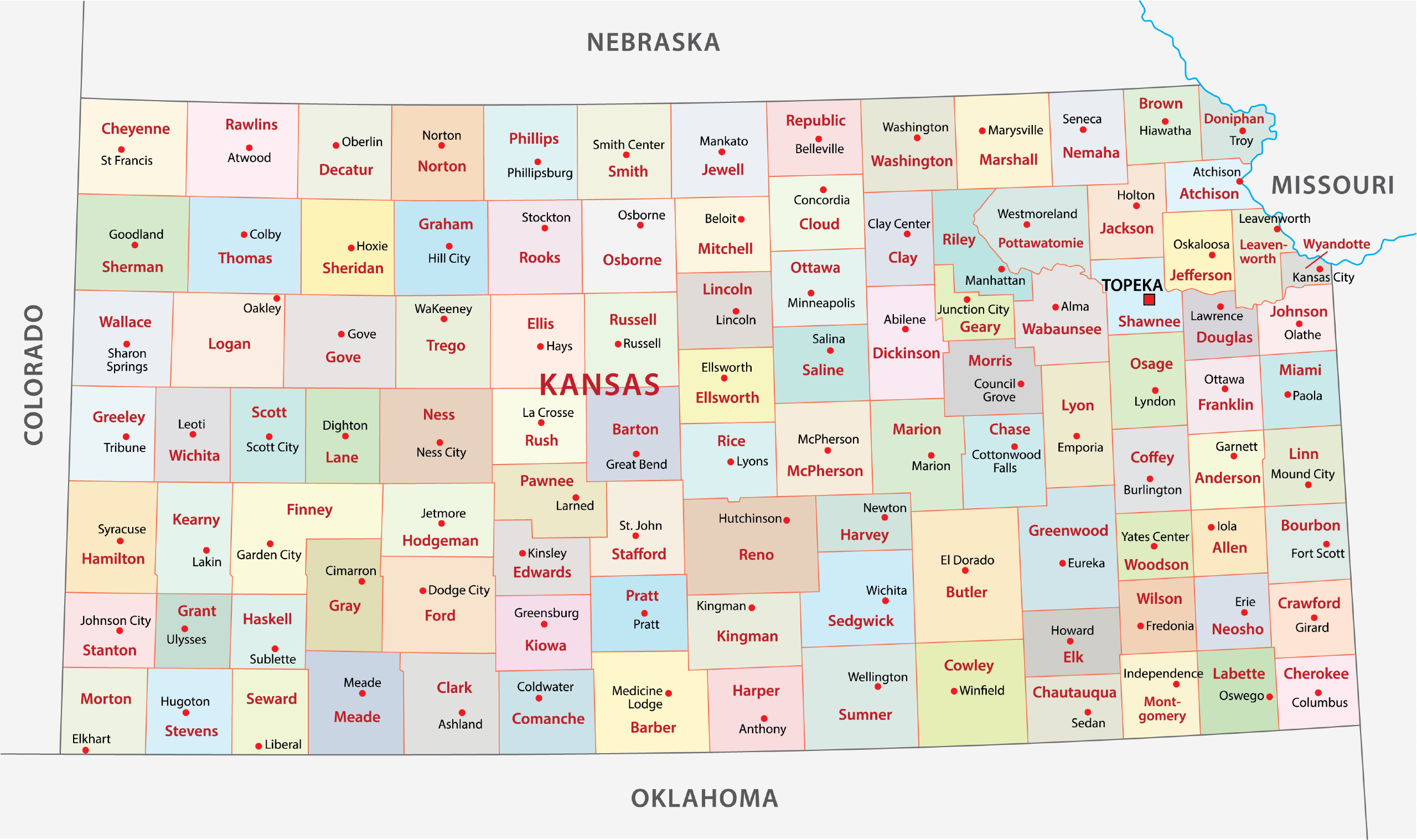 Kansas County Map Printable
