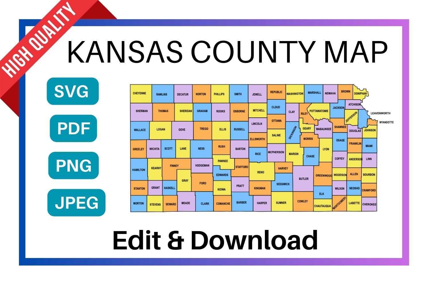 Kansas County Map Editable U0026 Printable State County Maps