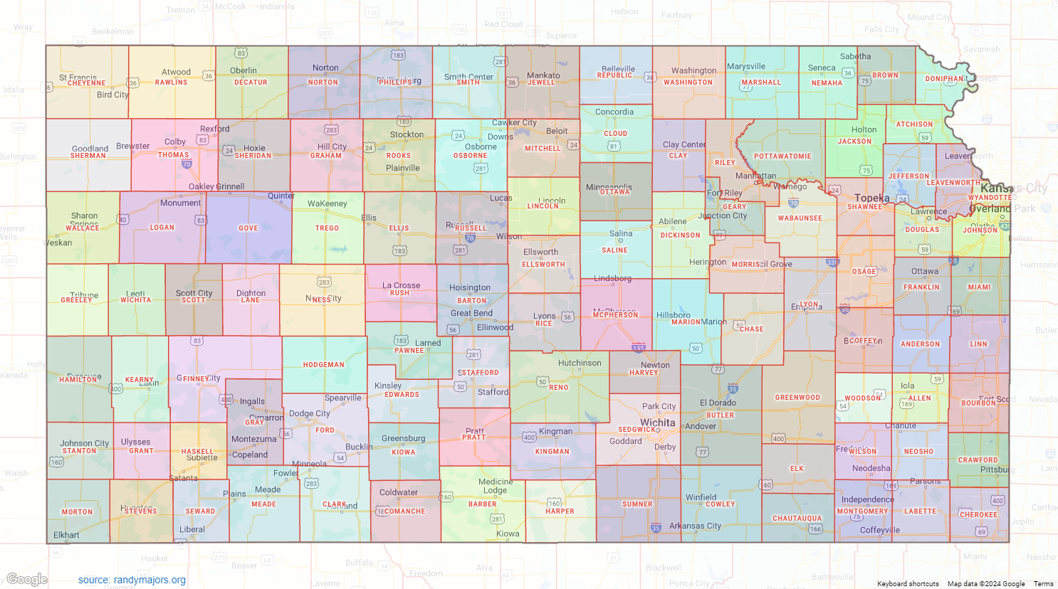 Printable Kansas County Map