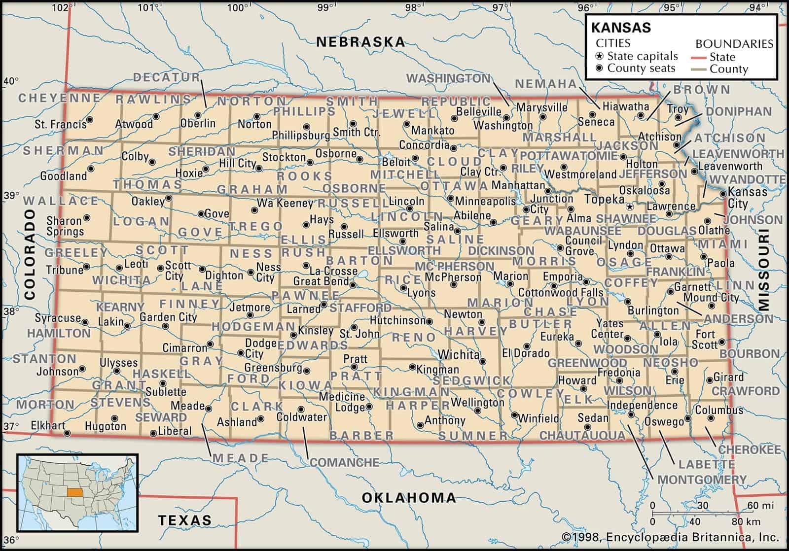 Kansas County Maps Interactive History U0026 Complete List
