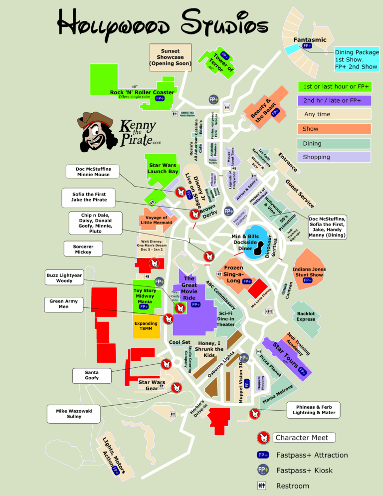 KennythePirates Hollywood Studios Map Including Fastpass Plus Worksheets Library
