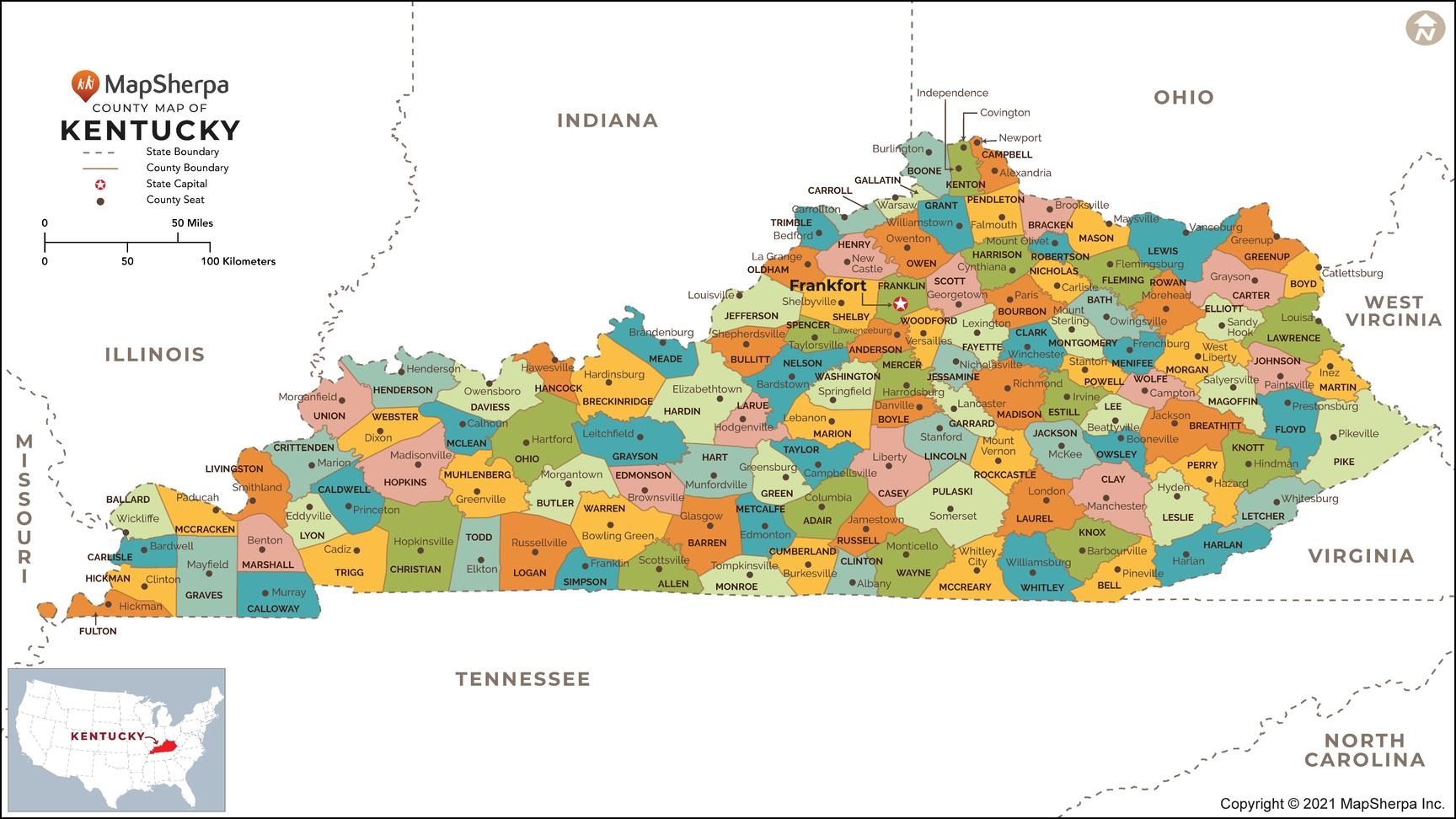 Kentucky Maps The Map Shop