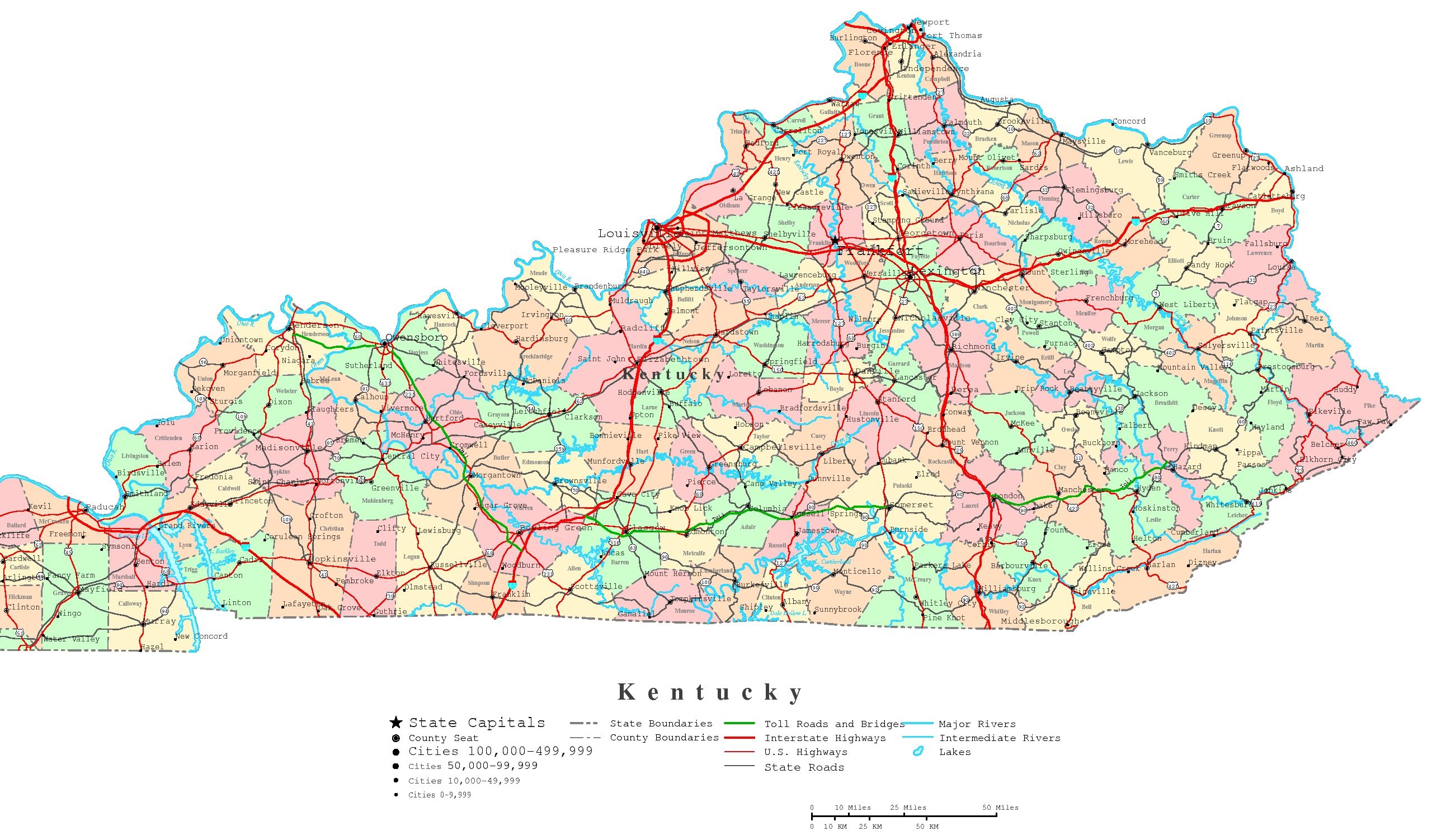 Printable County Map Of Kentucky